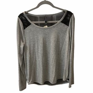 Aeropostale gray and black sheer mesh active top